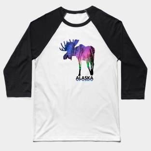 Alaskan northern lights moose Baseball T-Shirt